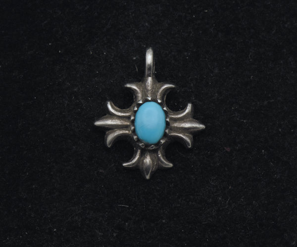 Vintage Turquoise Sterling Silver Cross Pendant