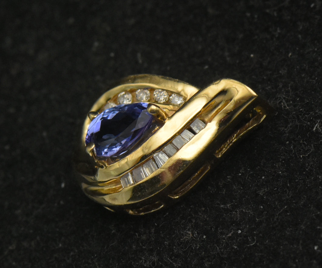 Vintage 14k Tanzanite and Diamonds Pendant