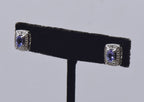 Vintage Tanzanite and Diamond Sterling Silver Stud Earrings - NOS