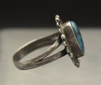 Vintage Handmade Sterling Silver Faux Turquoise Ring - Size 5.5