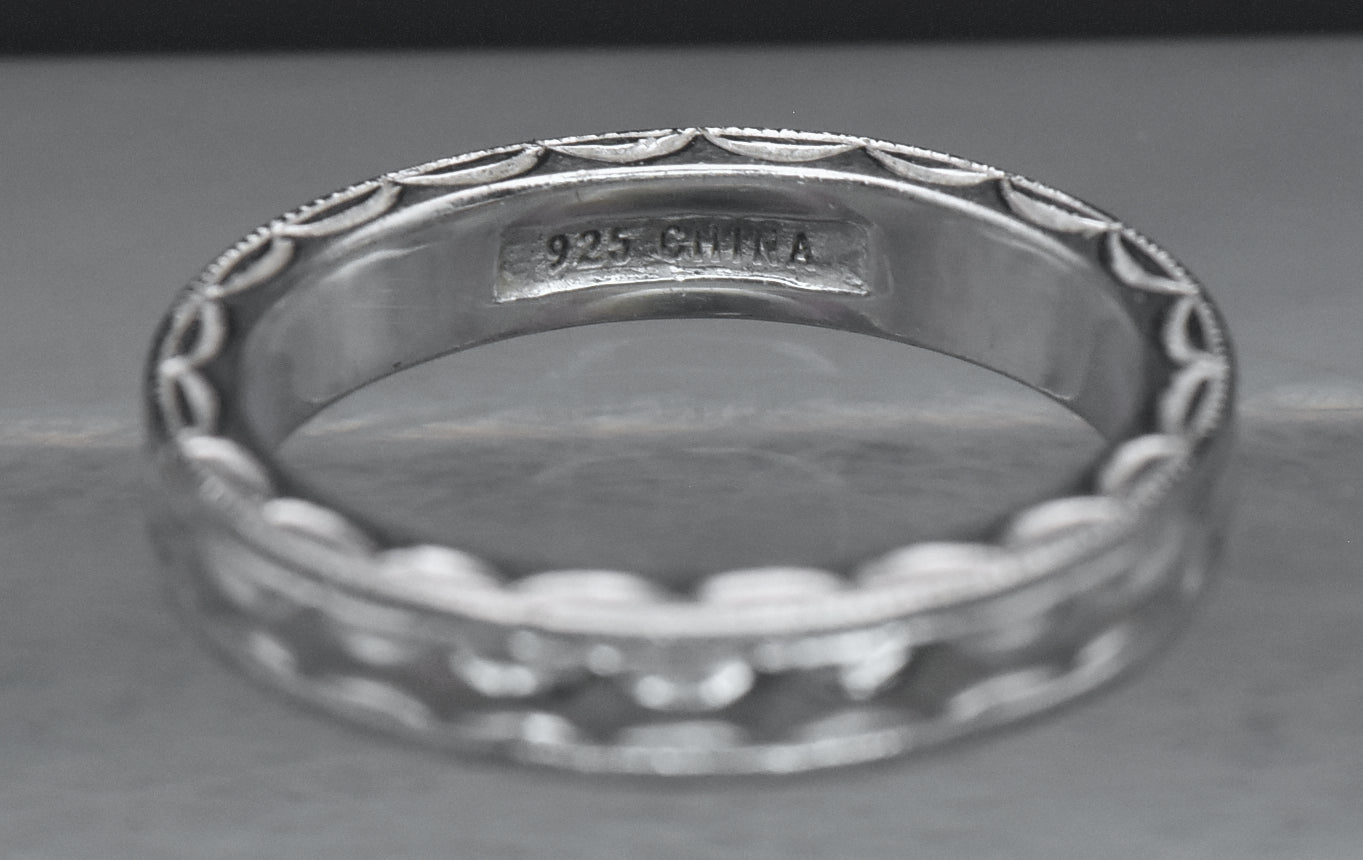 Tacori - Vintage Sterling Silver Engraved Band - Size 7