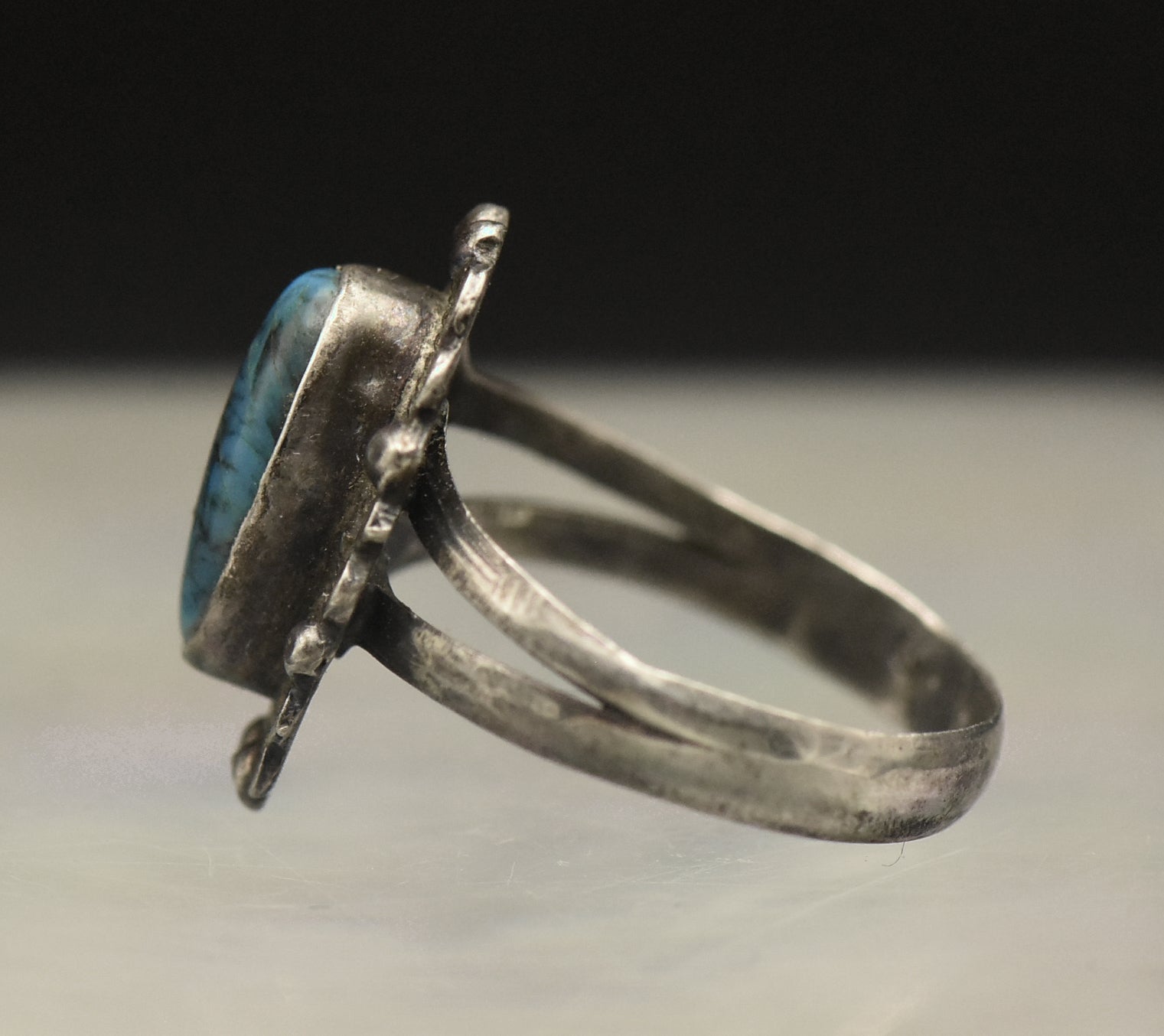 Vintage Handmade Sterling Silver Faux Turquoise Ring - Size 5.5