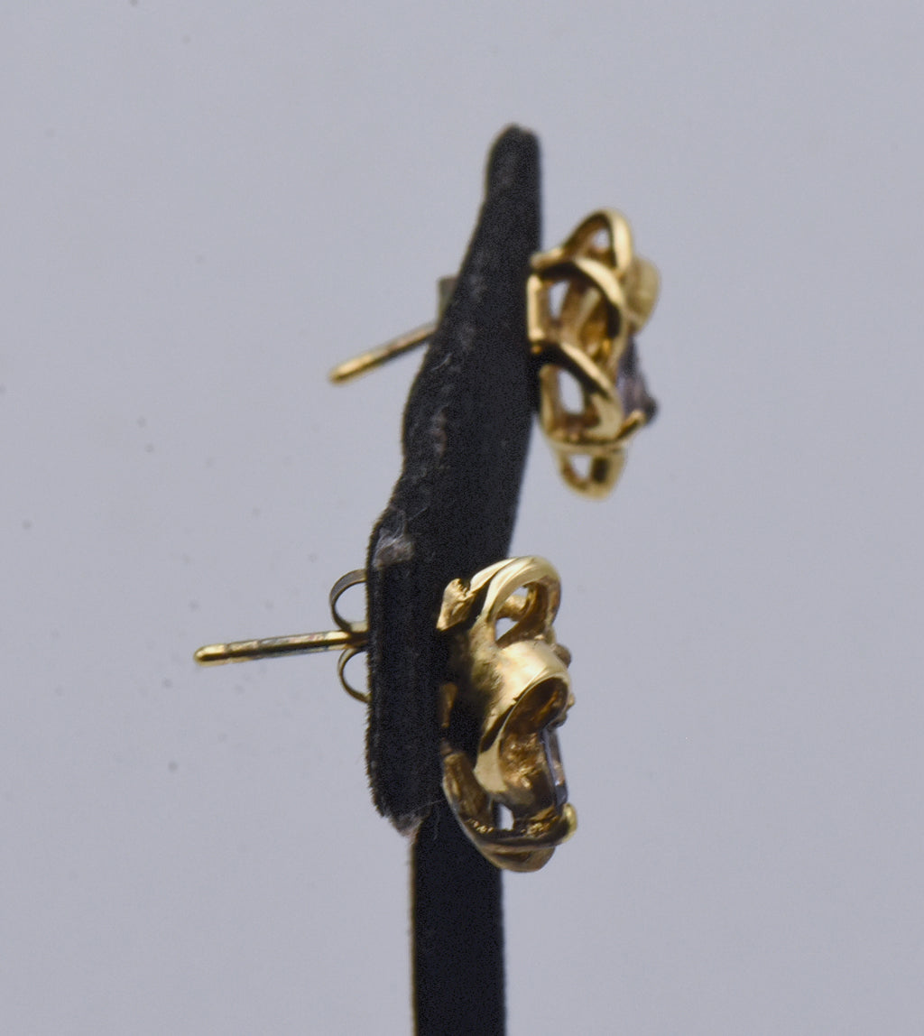 Vintage Tanzanite and Diamond Gold Plated Sterling Silver Stud Earrings