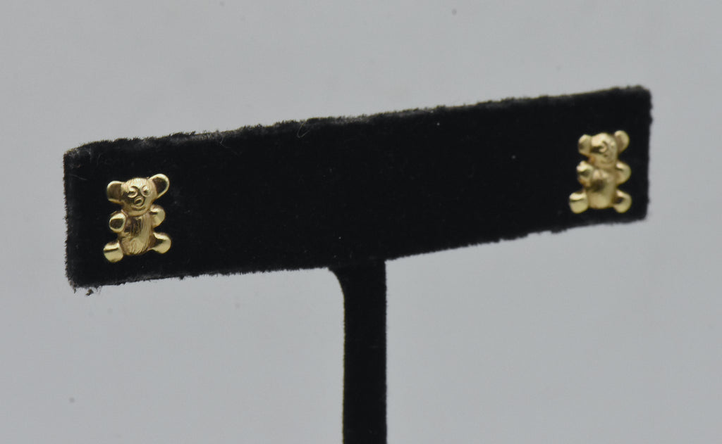 14K Gold Teddy Bear Stud Earrings