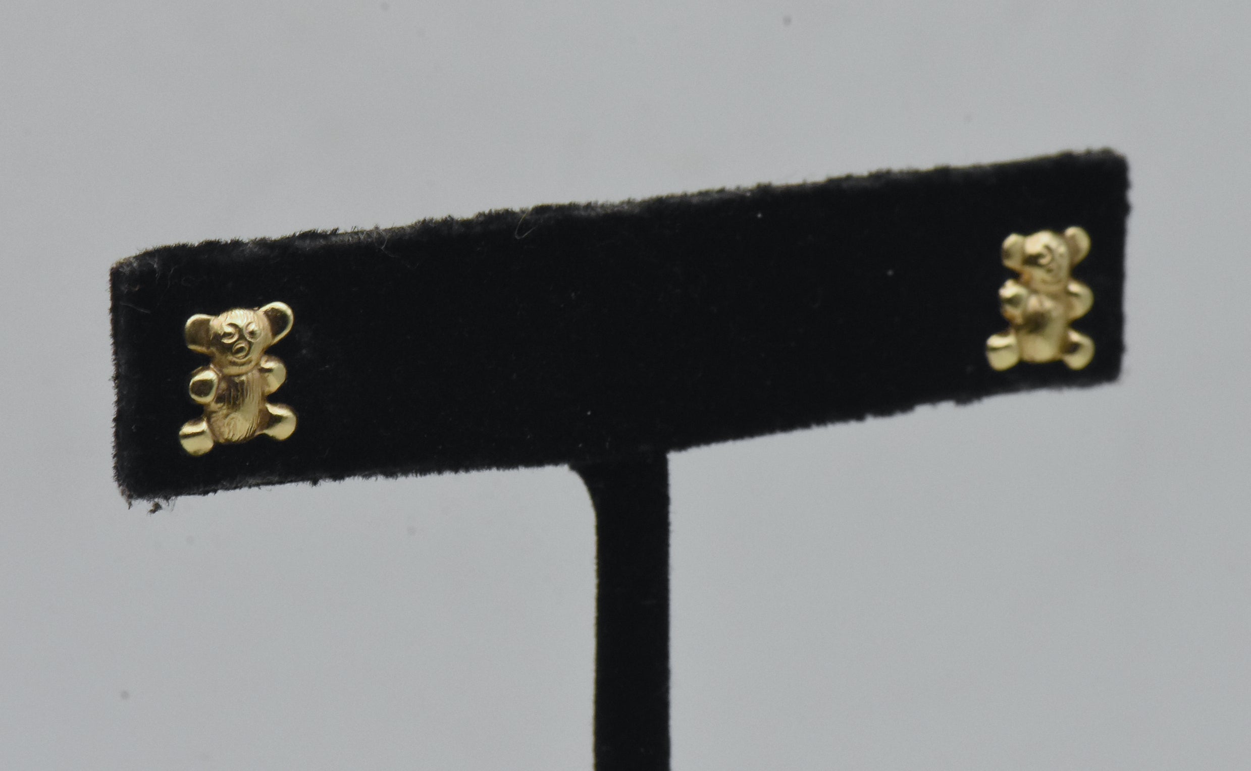 14K Gold Teddy Bear Stud Earrings
