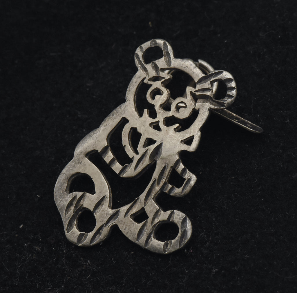 Vintage Sterling Silver Teddy Bear Pendant