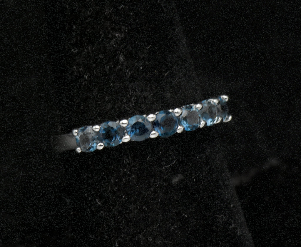 Vintage Sterling Silver Blue Topaz Ring - Size 7