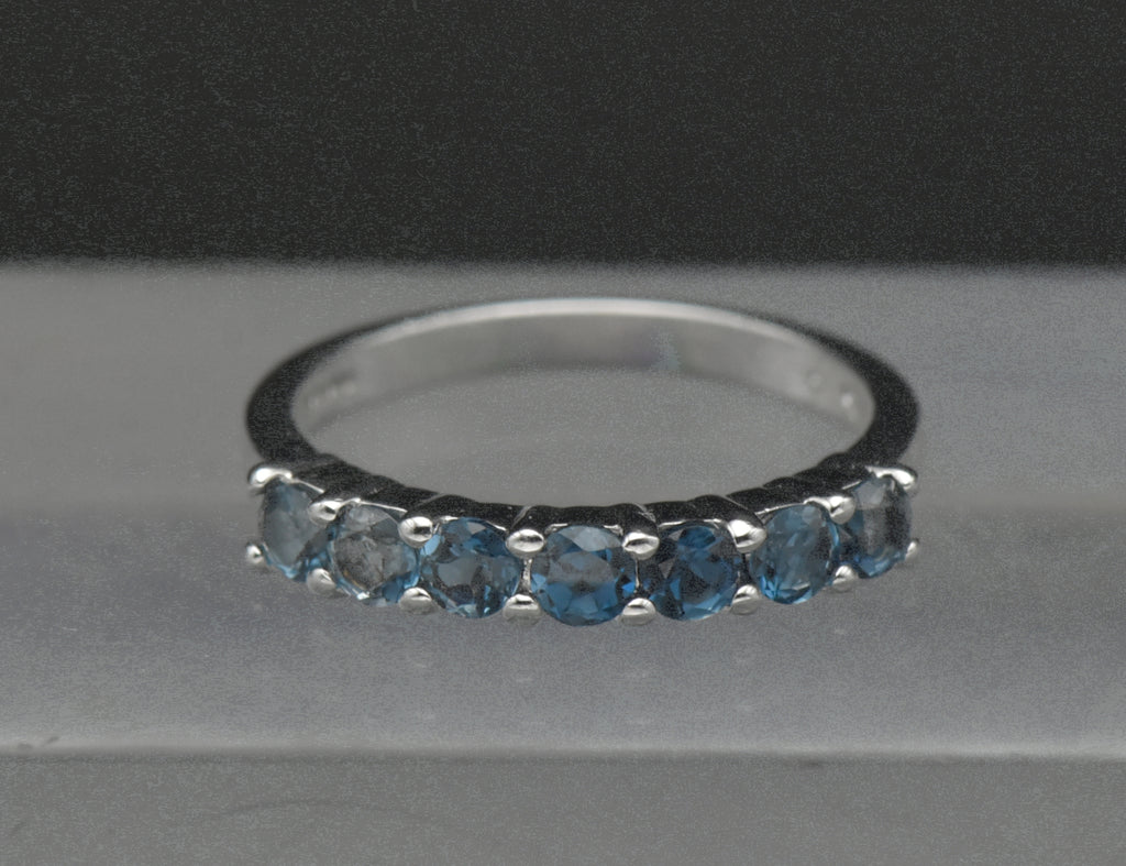 Vintage Sterling Silver Blue Topaz Ring - Size 7