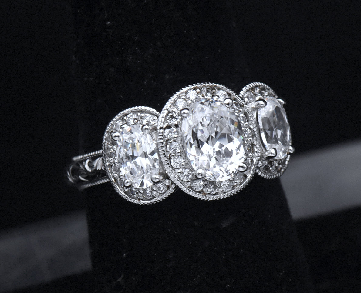Tacori - Sterling Silver Three-Stone CZ Ring - Size 7