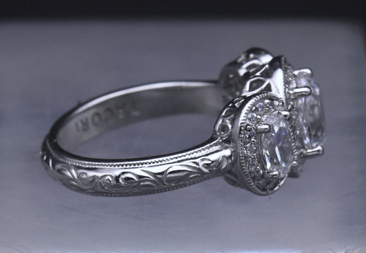 Tacori - Sterling Silver Three-Stone CZ Ring - Size 7