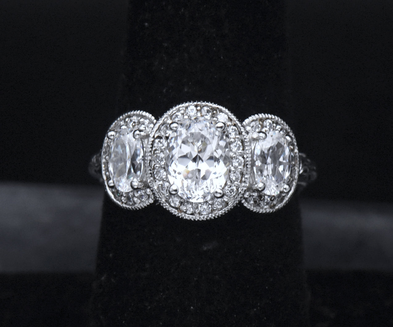Tacori - Sterling Silver Three-Stone CZ Ring - Size 7