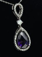 Vintage Sterling Silver Purple Cubic Zirconia Pendant