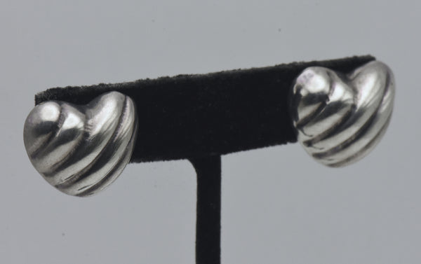 Vintage Handmade Sterling Silver Heart Earrings