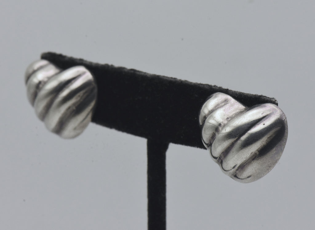 Vintage Handmade Sterling Silver Heart Earrings