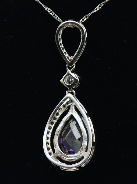 Vintage Sterling Silver Purple Cubic Zirconia Pendant