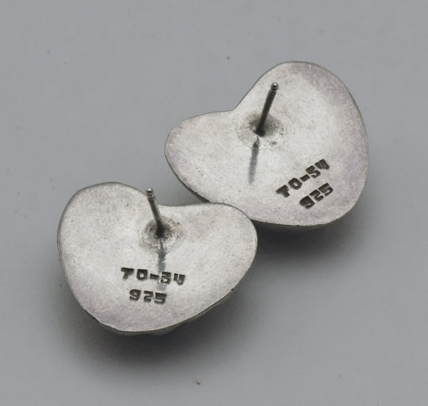 Vintage Handmade Sterling Silver Heart Earrings