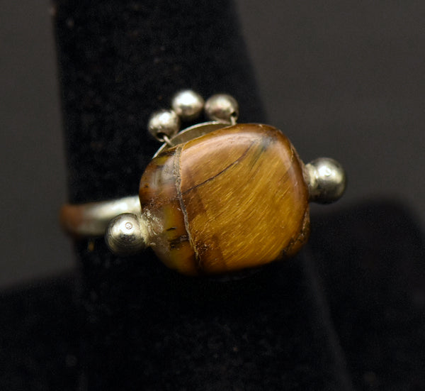 Vintage Handmade Tiger's Eye Ring - Size 9.5