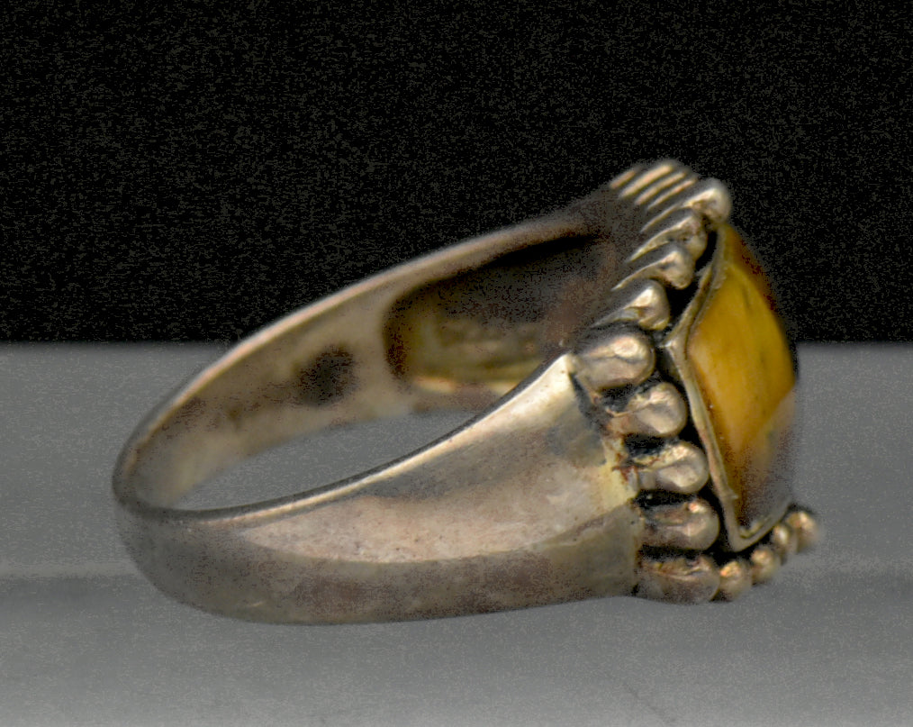 Vintage Tiger's Eye and Sterling Silver Ring - Size 7
