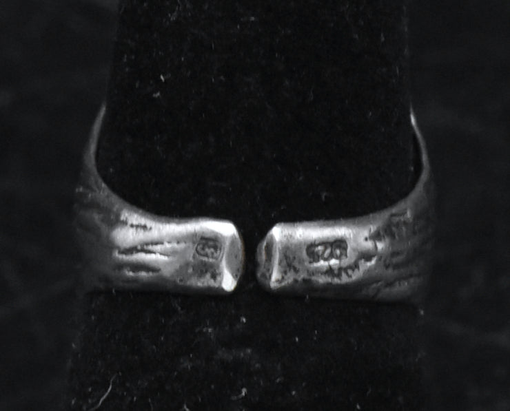 Vintage Hand-Crafted Sterling Silver and Tiger's Eye Adjustable Ring (Missing Stone)