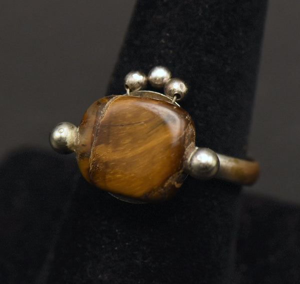 Vintage Handmade Tiger's Eye Ring - Size 9.5