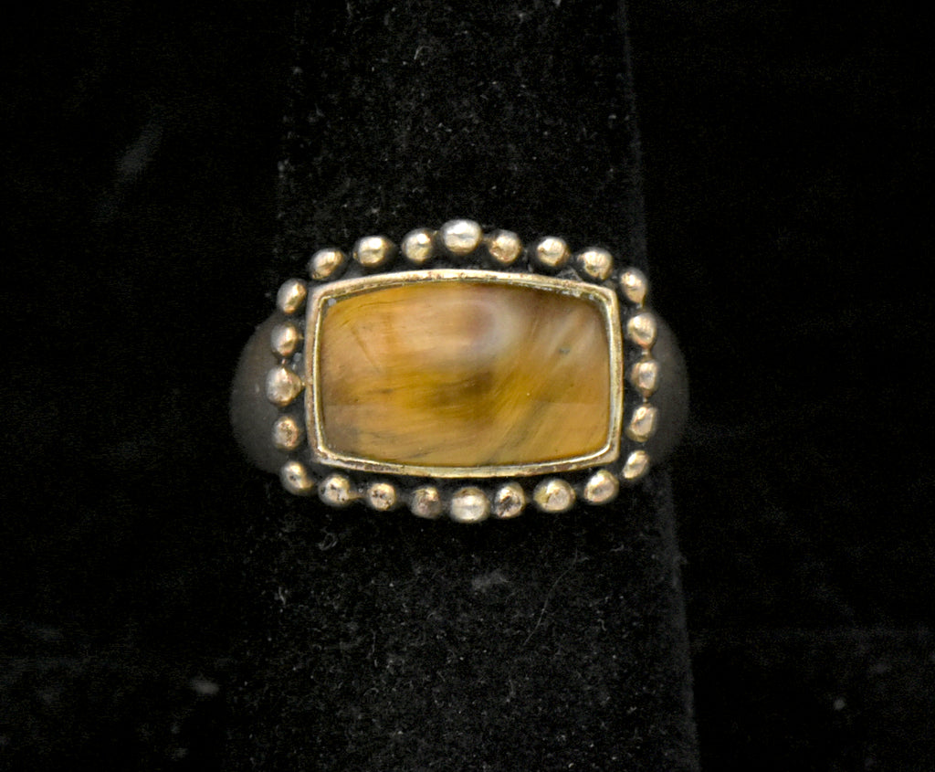 Vintage Tiger's Eye and Sterling Silver Ring - Size 7