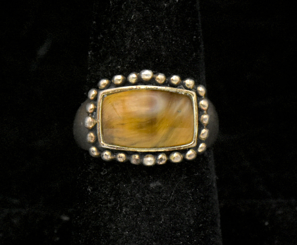 Vintage Tiger's Eye and Sterling Silver Ring - Size 7