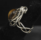 Vintage Handmade Wire Wrapped Tiger's Eye Sterling Silver Ring - Size 3.75