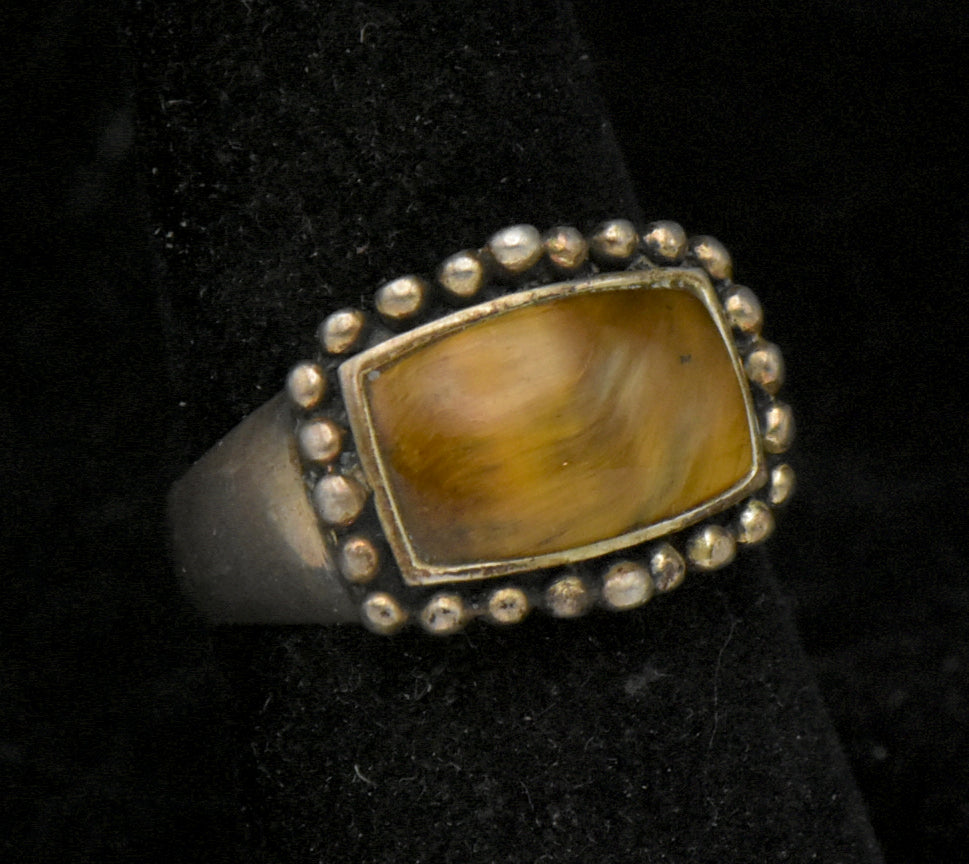 Vintage Tiger's Eye and Sterling Silver Ring - Size 7
