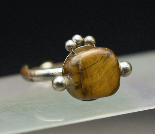 Vintage Handmade Tiger's Eye Ring - Size 9.5