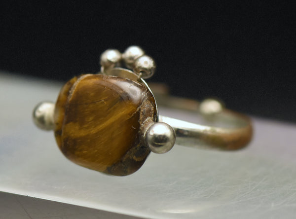 Vintage Handmade Tiger's Eye Ring - Size 9.5