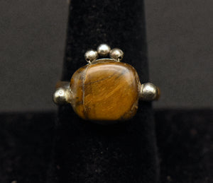 Vintage Handmade Tiger's Eye Ring - Size 9.5