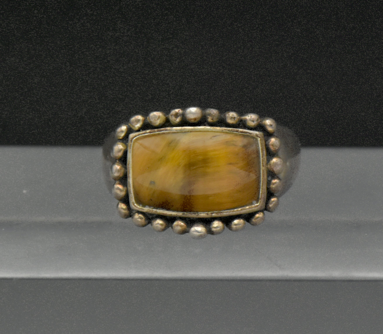 Vintage Tiger's Eye and Sterling Silver Ring - Size 7