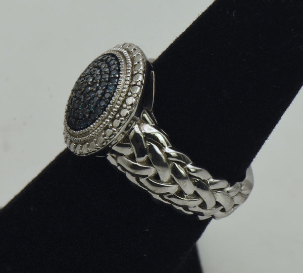 Vintage Sterling Silver Blue Diamond Ring - Size 5