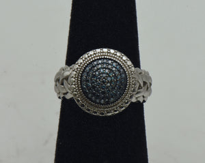 Vintage Sterling Silver Blue Diamond Ring - Size 5