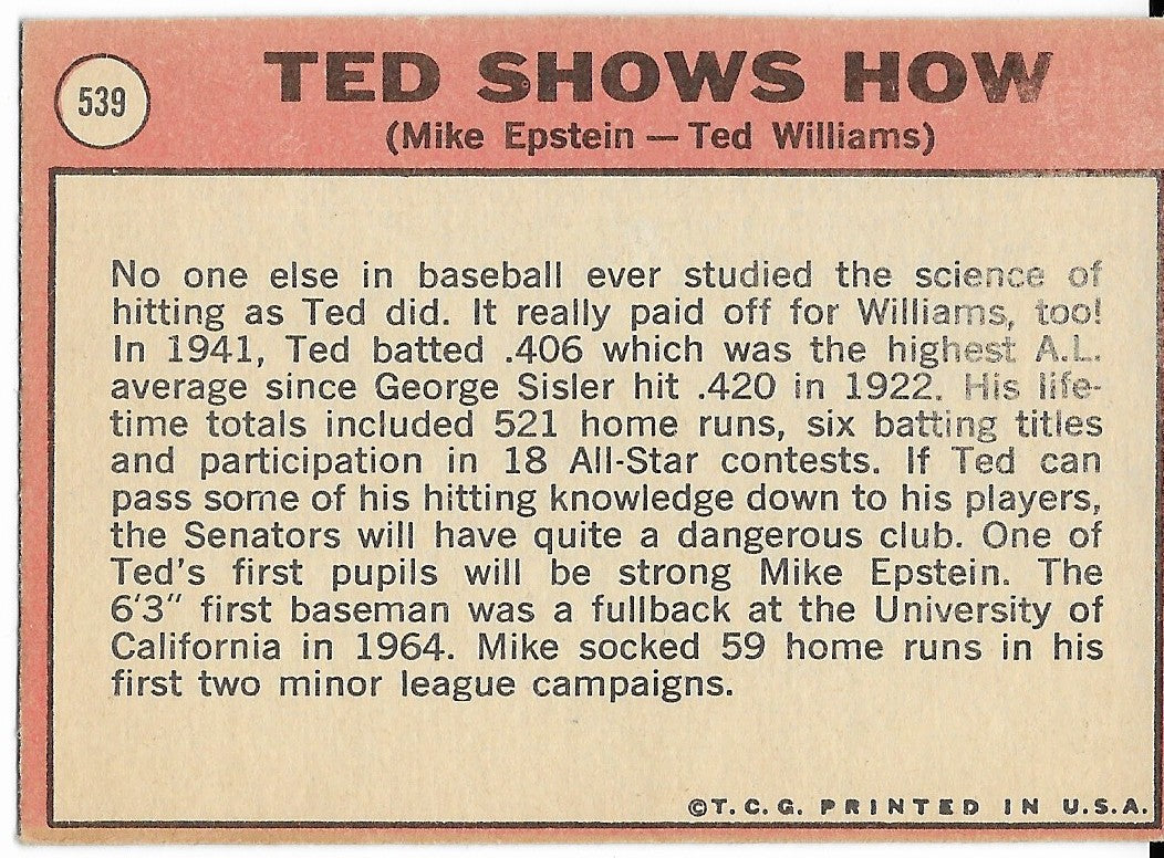 Topps - 1969 Ted Shows How Trading Card