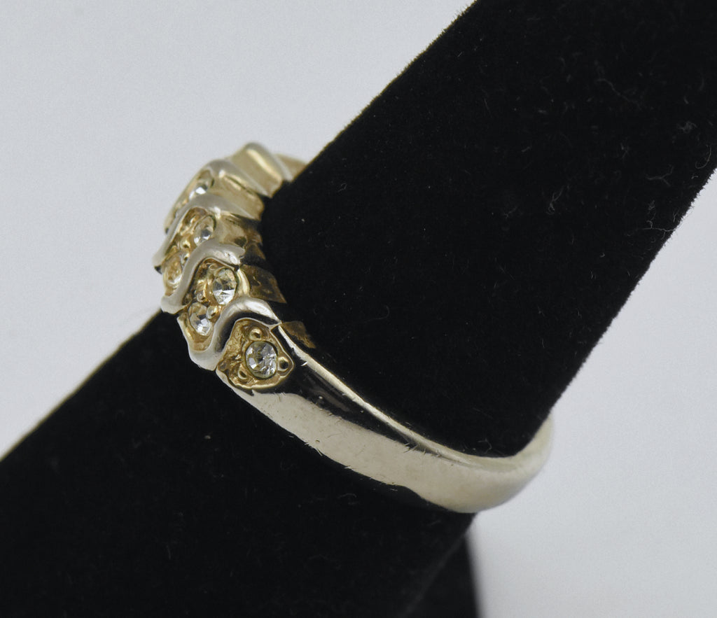 Vintage Gold Tone and Rhinestones Ring - Size 5.5