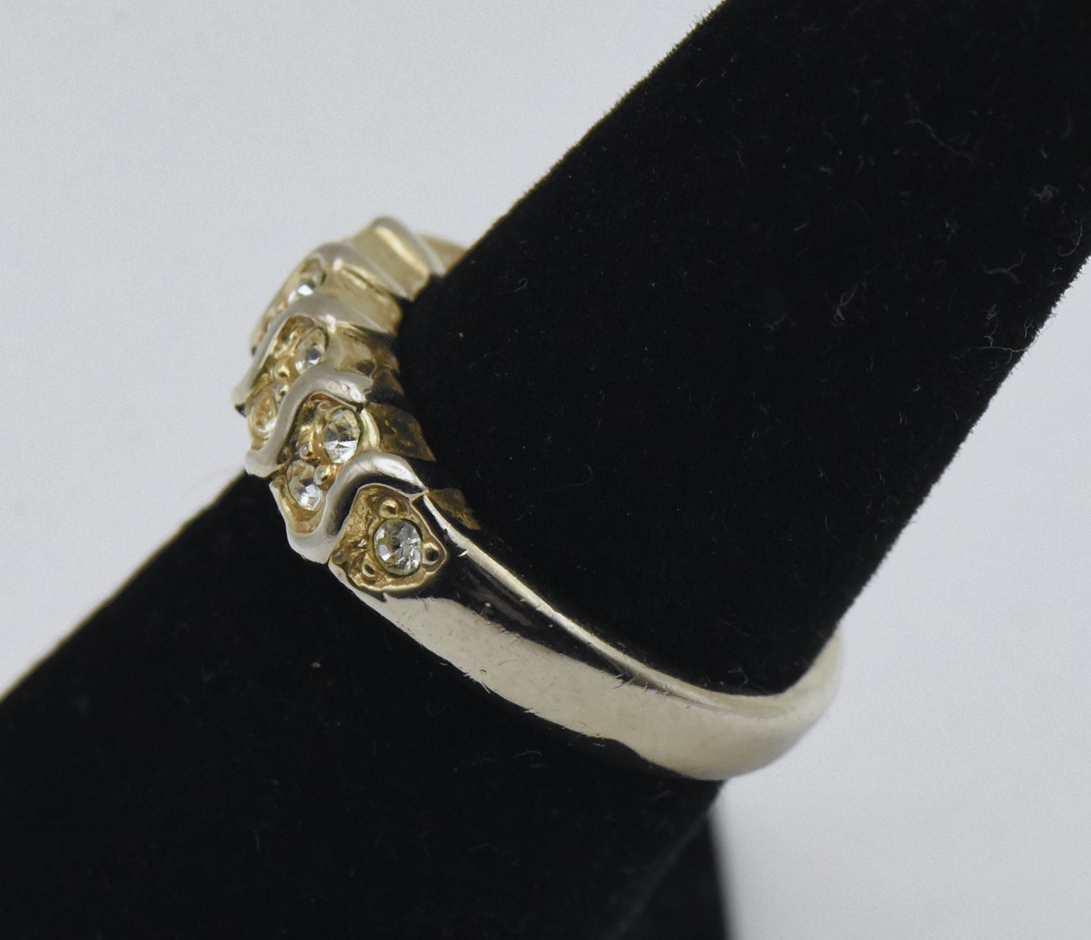 Vintage Gold Tone and Rhinestones Ring - Size 5.5