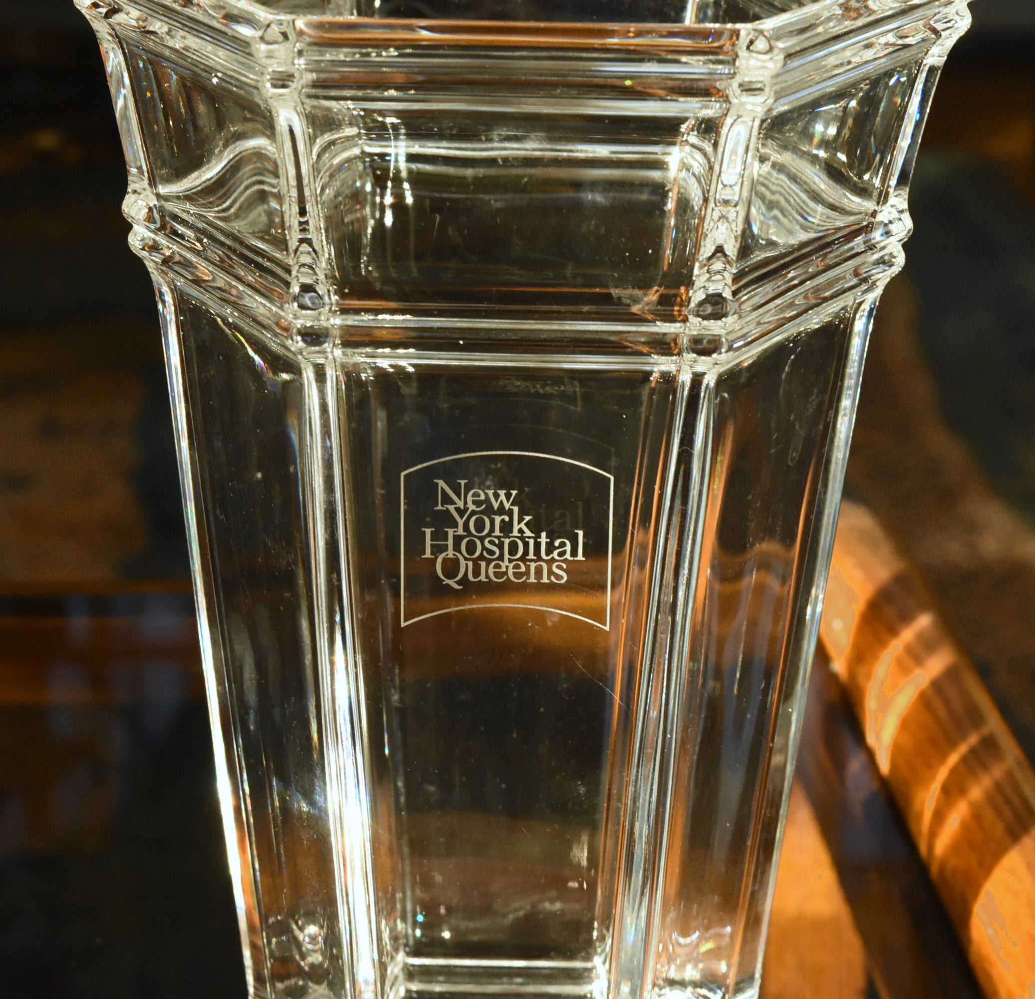 Tiffany & Co. - Vintage Windham Hexagonal Crystal Vase "New York Hospital Queens"