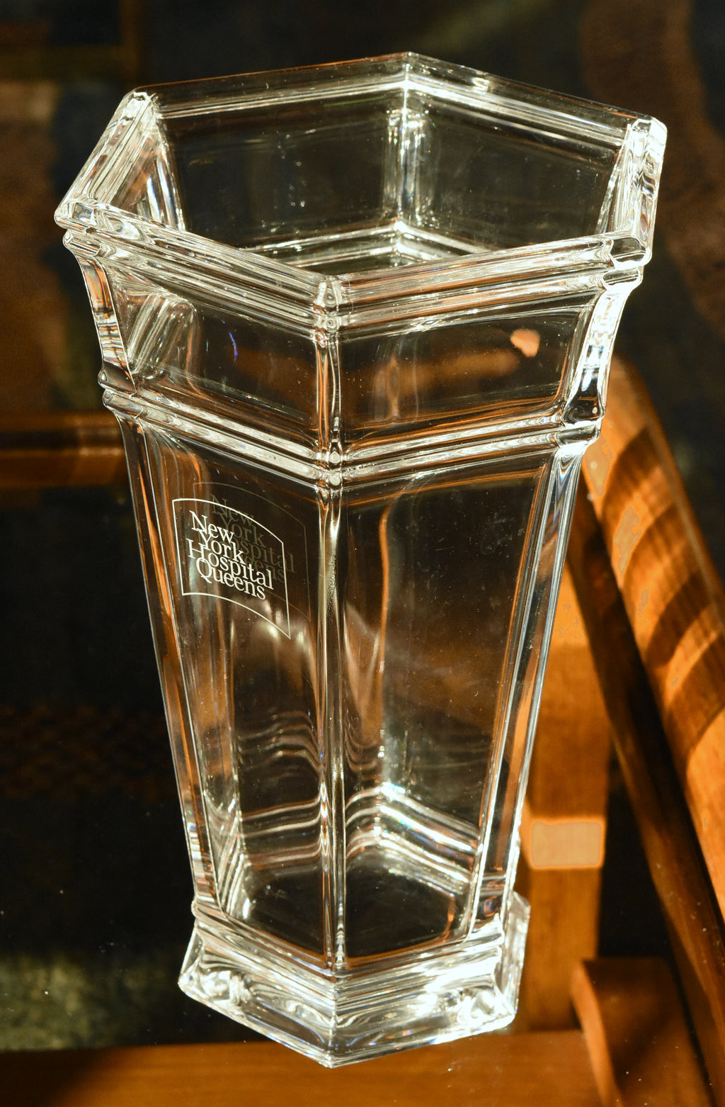 Tiffany & Co. - Vintage Windham Hexagonal Crystal Vase "New York Hospital Queens"