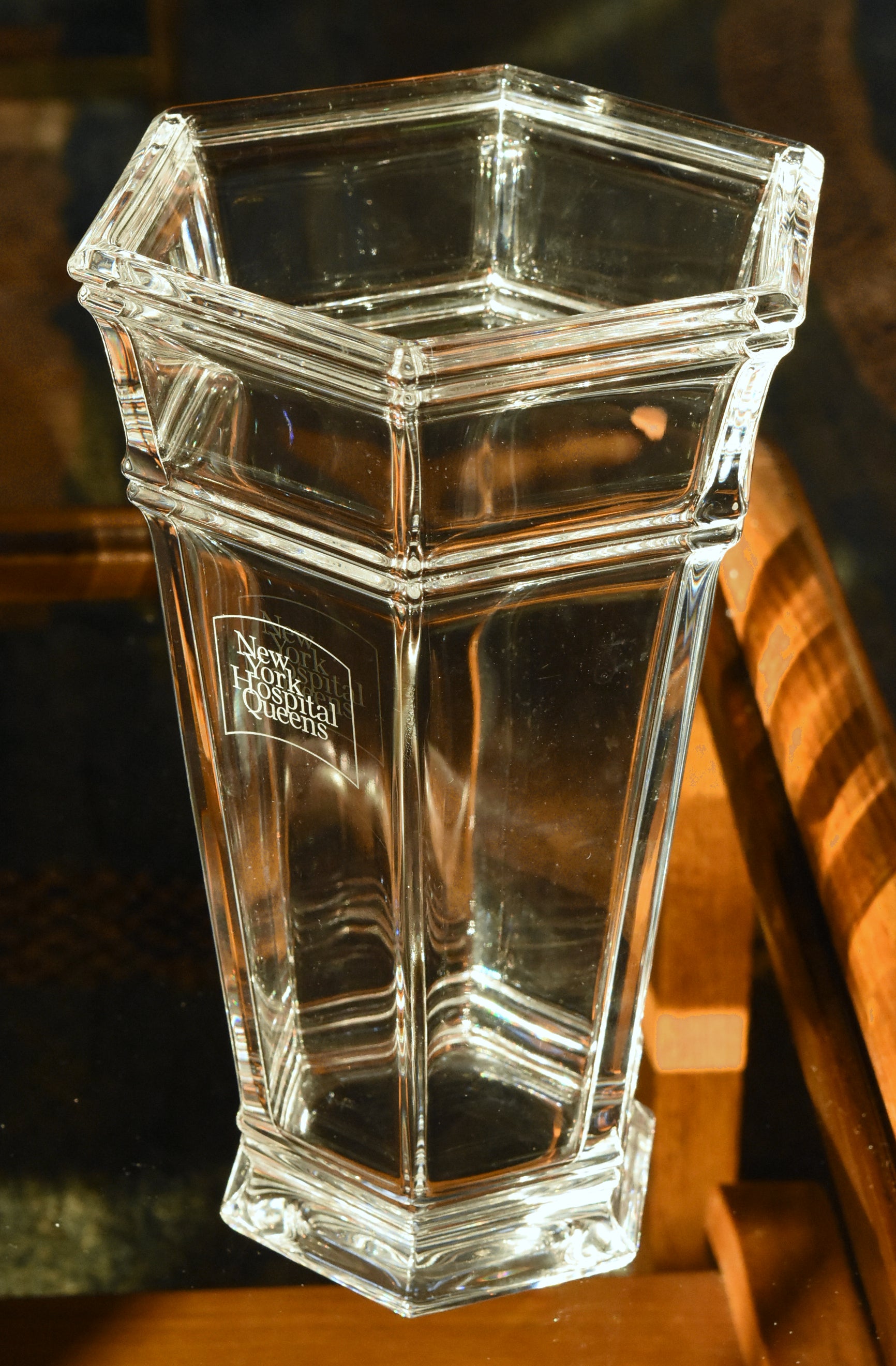Tiffany & Co. - Vintage Windham Hexagonal Crystal Vase "New York Hospital Queens"
