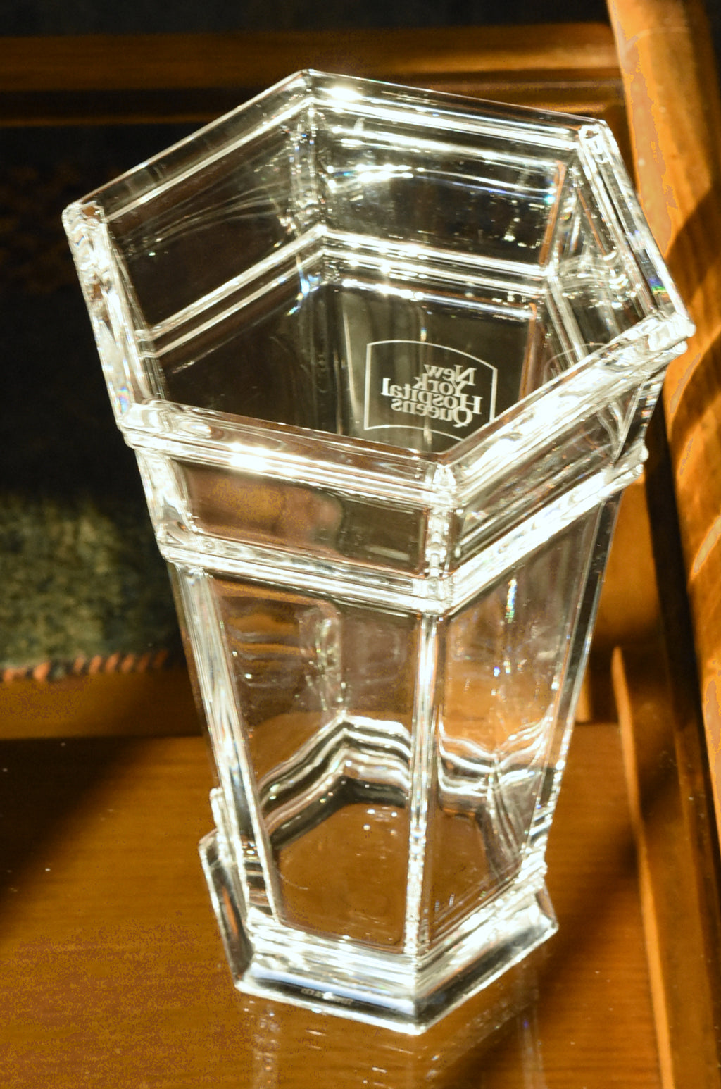 Tiffany & Co. - Vintage Windham Hexagonal Crystal Vase "New York Hospital Queens"