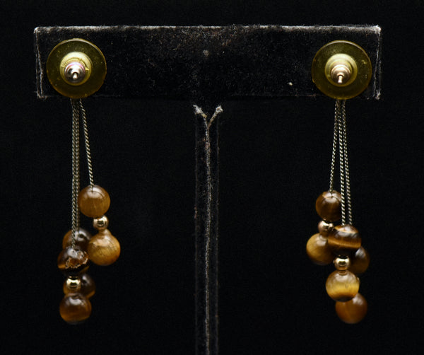 Vintage Tiger's Eye Bead Earrings