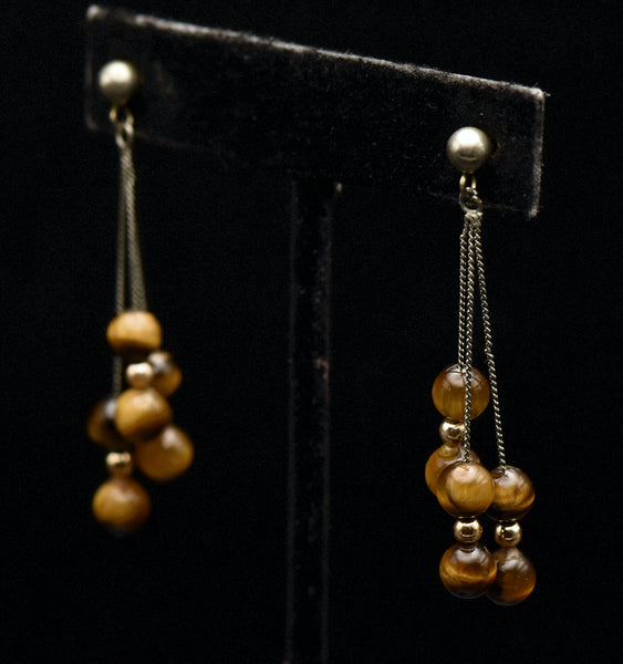 Vintage Tiger's Eye Bead Earrings