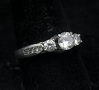 Vintage Sterling Silver CZ Three-Stone Ring - Size 9.5