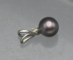 Vintage 14k White Gold Tahitian Pearl and Diamond Pendant