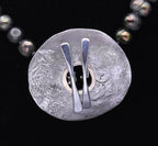 Vintage Handmade Tahitian Pearl with Sterling Silver and 14K Gold Pendant Necklace - 15"