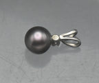 Vintage 14k White Gold Tahitian Pearl and Diamond Pendant