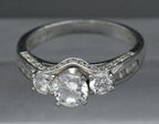 Vintage Sterling Silver CZ Three-Stone Ring - Size 9.5