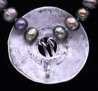 Vintage Handmade Tahitian Pearl with Sterling Silver and 14K Gold Pendant Necklace - 15"