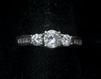 Vintage Sterling Silver CZ Three-Stone Ring - Size 9.5